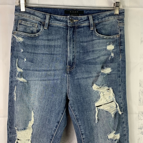 Risen Distressed Girlfriend High Rise Skinny Jeans - Picture 5 of 16